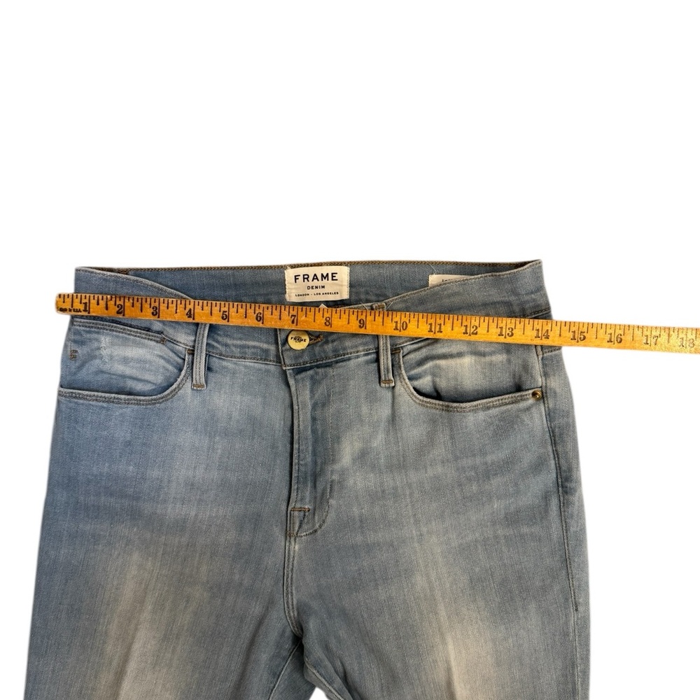 FRAME Straight Leg Cropped Jeans Frayed Raw Hem Light Wash Blue Size 29 - Picture 3 of 9